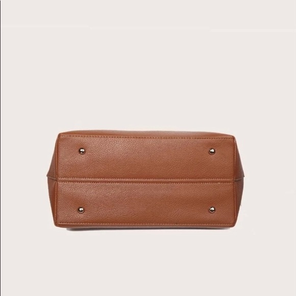 Large Two Tone Camel Vegan Leather Tote-barely used - Picture 4 of 6